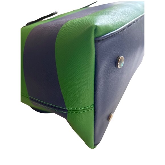 Dana Buchman Womens Blue Green Striped Tote Bag Large Handbag Shoulder Purse - Picture 7 of 16